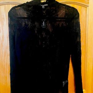 Black sheer lace top size med